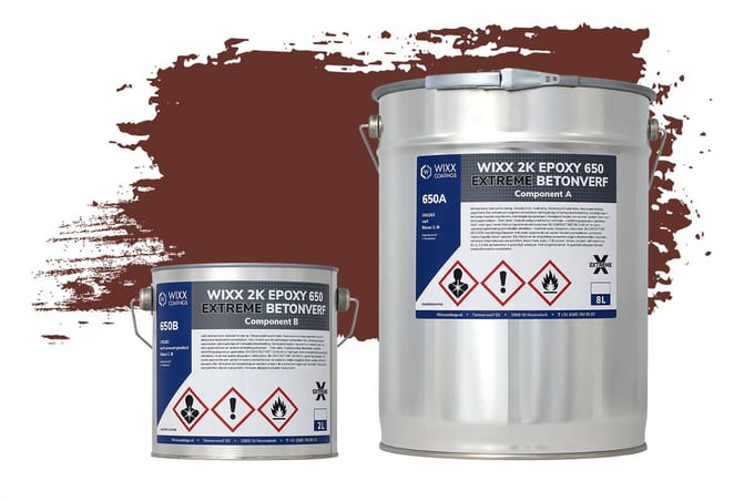 Wixx 2K Epoxy 650 Extreme Betoncoating - 10L - RAL 8012 | Roodbruin