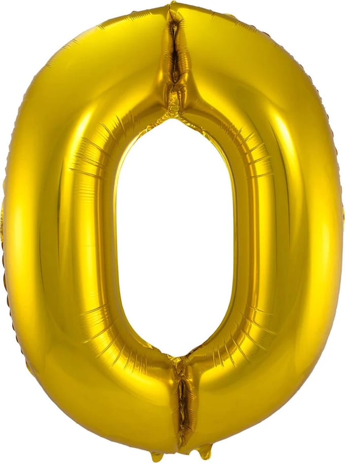 Folieballon cijfer 0 goud - 90cm