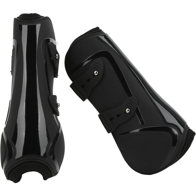 Paardenbeenbeschermers PU Schaal Elastisch Neopreen Veilige Paardenbeenbeschermer voor Pezen Bloedvaten Zwart Medium black