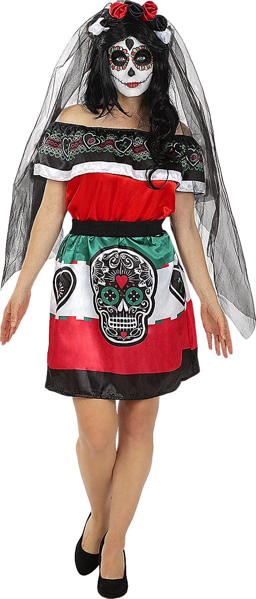 FUNIDELIA Catrina Mexicaans Kostuum voor vrouwen - Maat: S - Zwart