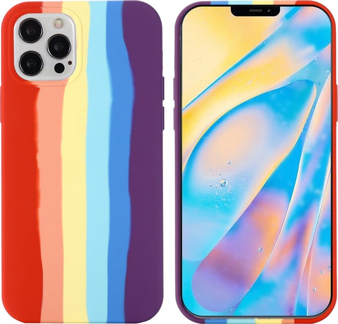 Peachy Rainbow Pride siliconen hoesje geschikt voor iPhone 13 Pro Max - pastel