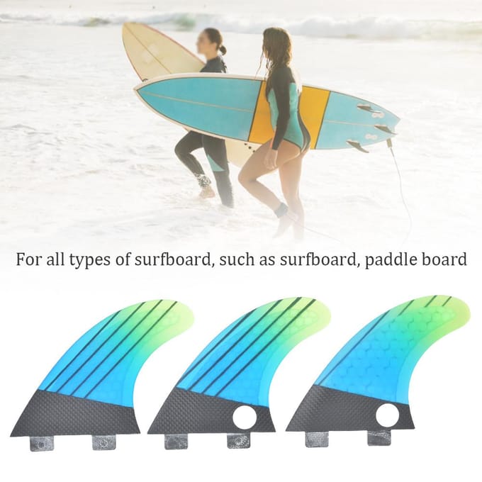 Glasvezel FCS G5 Stijlvolle Blauw Groene Gradiënt Surfplank Staartvin Flexibel Surfen Accessoire blue