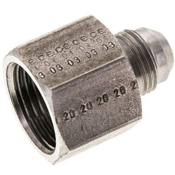 JIC  Verloopnippel UNF 3/4''-16 Buitendraad X UN 1-1/16''-12 Binnendraad RVS 210bar