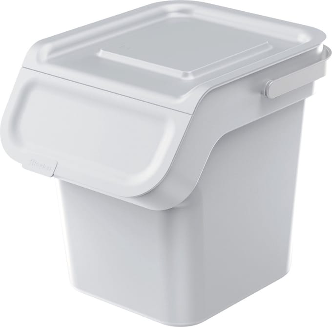 Prosperplast Keden - Afvalemmer / Prullenbak met actief koolfilter - 20L - as wit