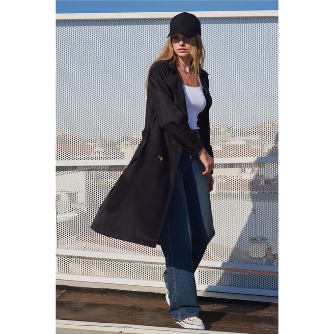 Dubbelbreasted Lange Trenchcoat