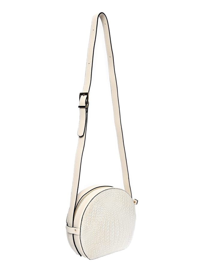 Roberta M Beige Rundleer Tas