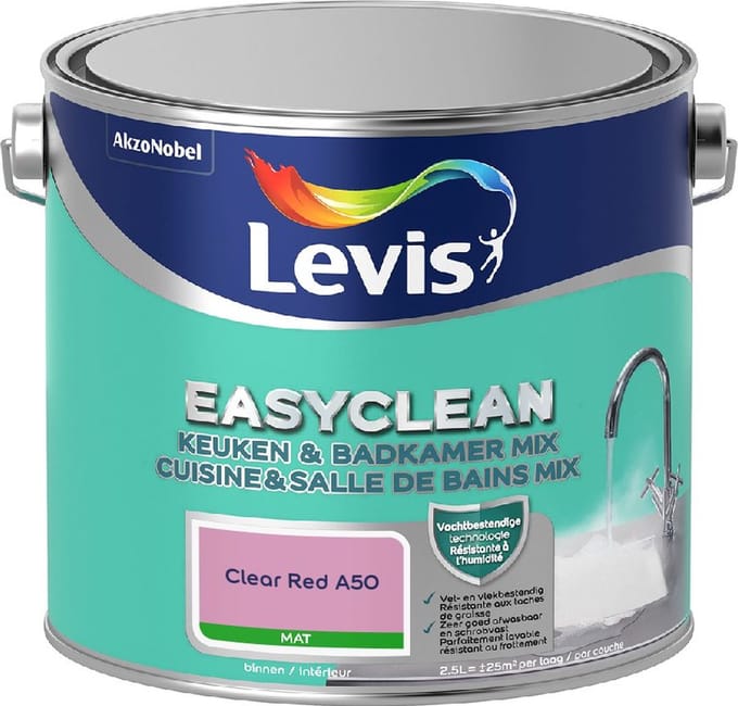 Levis - Easyclean Keuken & Badkamer Mix - Clear Red A50 - Mengverf - 2,5 L