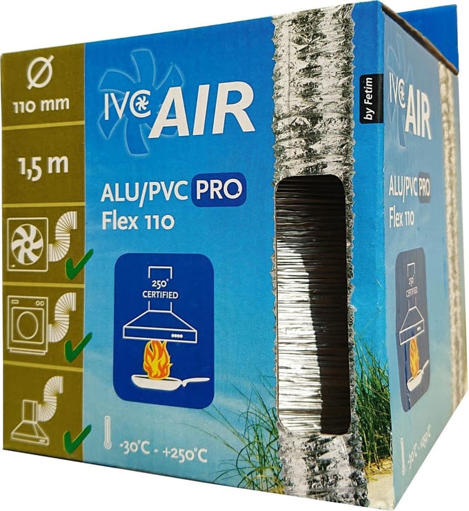 IVC Air flexibele aluminium luchtslang | tot 250°C | Ø 110 mm | 1.5 mtr