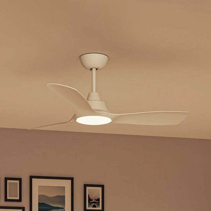 Philips Fixed Blade Ventilator met LED lamp - Diameter: 132cm - 2650 Lumen - Instelbaar wit licht van 3000K tot 6500K - Dimbaar tot 5% - Inclusief afstandsbediening - Wit