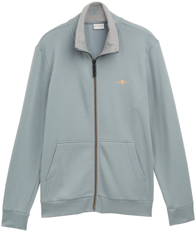 Tom Tailor - Sweatjack met opstaande kraag - Maat XXXL - grey mint