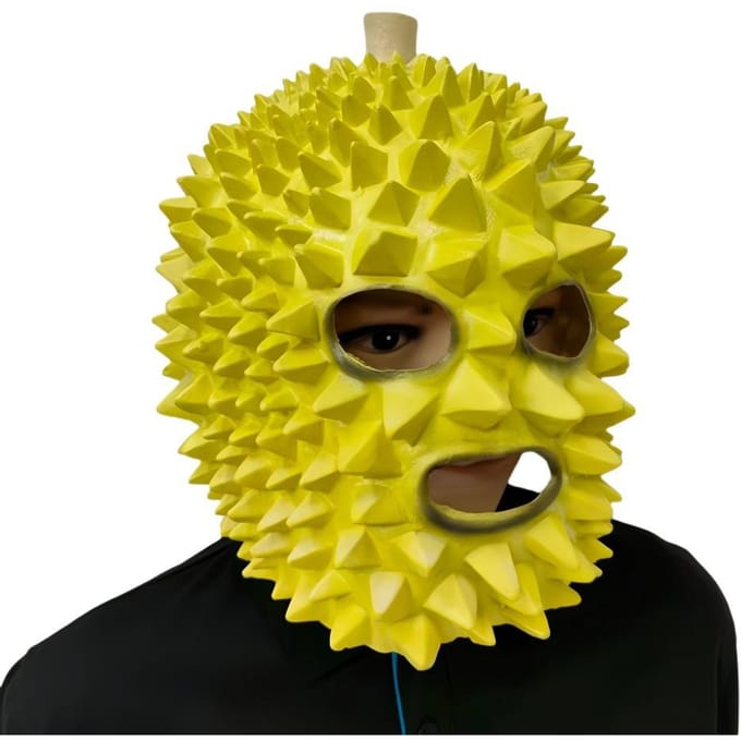 Grappig Durian Latex Masker One size fits all adults geel