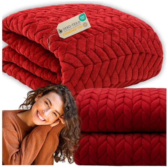 More&Deco - Serie - Polyester Wiegdeken - 200x220 cm - Rood