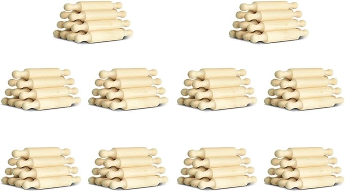 Houten Deegrollers - Minirollers Keuken - Bakken Koekjes - Natuurlijk Materiaal - 100 Stuks - Houtkleur