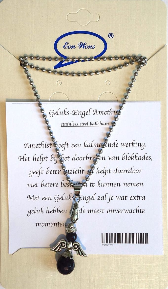 Halfedelstenen Geluks-Engel Ketting Amethist