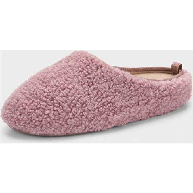Pantoffels met teddyfleece en rubberen zool - rosé - Gr. 37 van Goldner Fashion