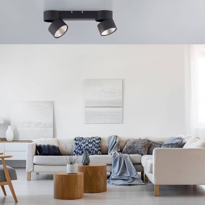 LED plafondlamp PURE Nola, 2-lamps, zwart