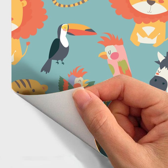 Behangsticker - Lachende jungledieren - 60x60cm