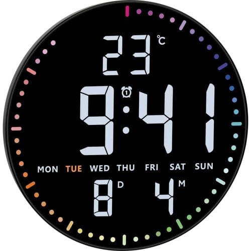 TFA Dostmann 60.4002.01 Wandklok Kwarts 32 mm x 255 mm Zwart Groot display