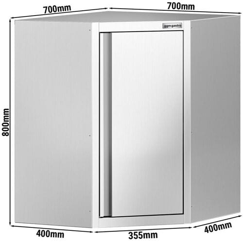 GGM Gastro Edelstahl Eck-Wandhängeschrank - 700x700mm - mit Flügeltür - Höhe: 800mm