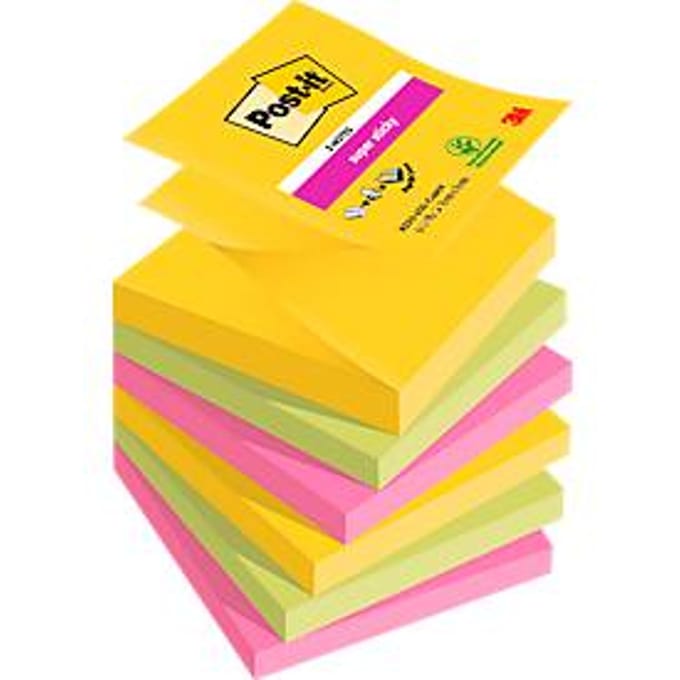 Memoblok Post-it 3M Z-Note R330 Super Sticky 76x76mm Carnival 6 stuks
