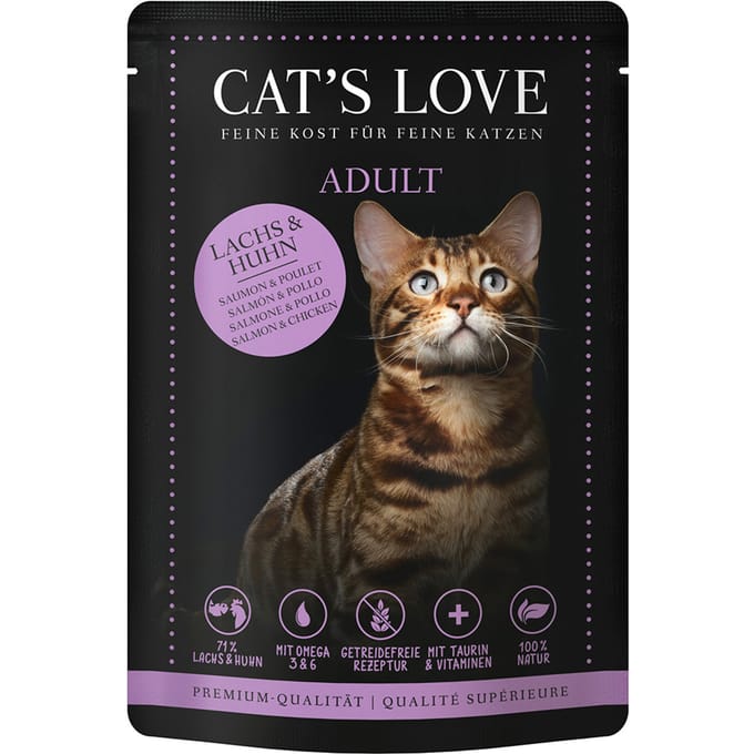 12x85g Cat's Love Zalm & Kip Nat Kattenvoer