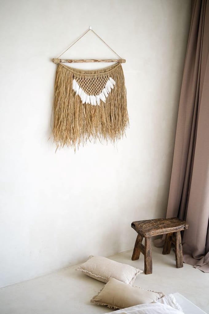 Monnarita Putih Serie - Boho Muurdecoratie - Natuurlijk Materiaal - Handgemaakt