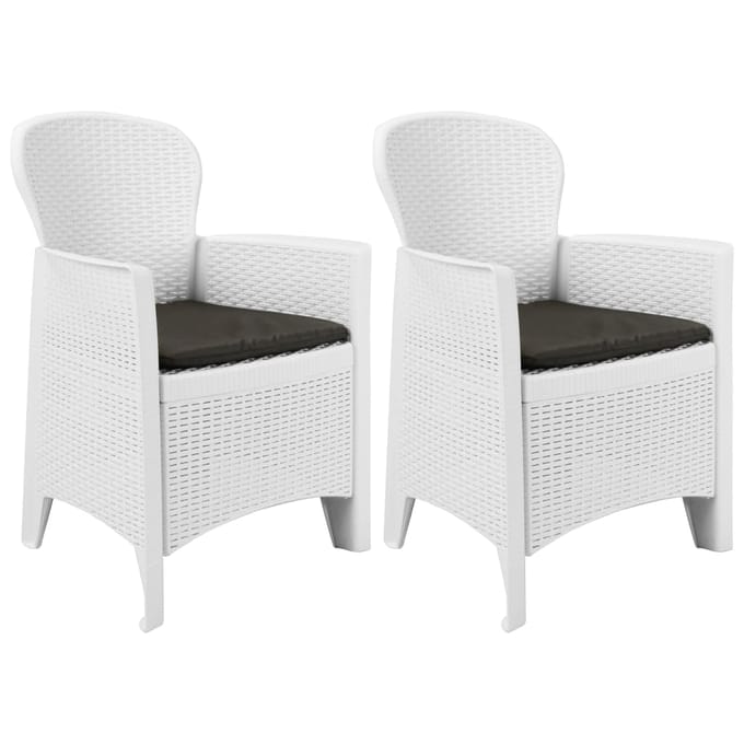 vidaXL - Tuinstoel - 2 - st - met - kussen - rattan-look - kunststof - wit