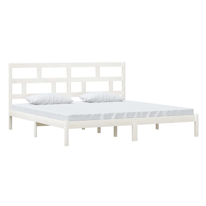vidaXL - Bedframe - massief - grenenhout - wit - 200x200 - cm