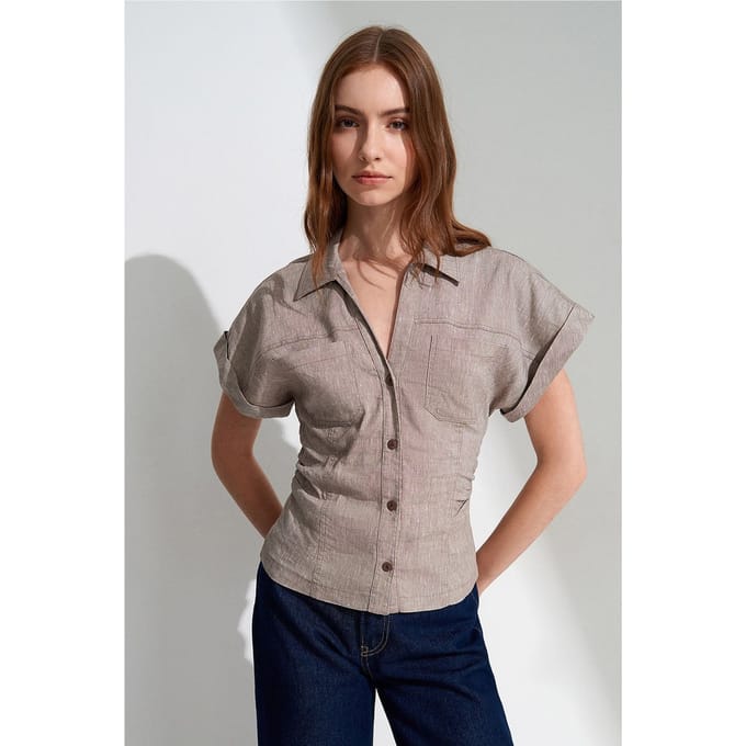 Aansluitende Textuur Korte Mouwen Shirt