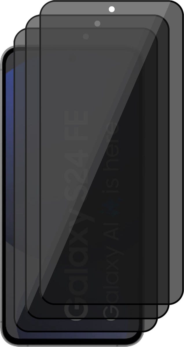 Privacy Screenprotector geschikt voor Samsung Galaxy S24 FE - 3x Volledig Dekkend Glas Screen Protector