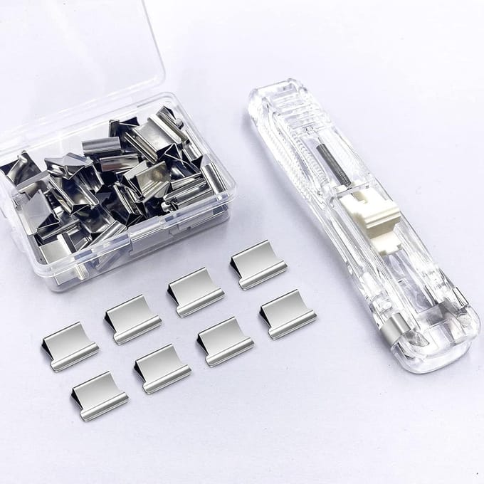 Mini Nietmachine - Draagbare Nietmachine - Papier Binden - Herbruikbare Clips - 115x25mm - Transparant Zwart