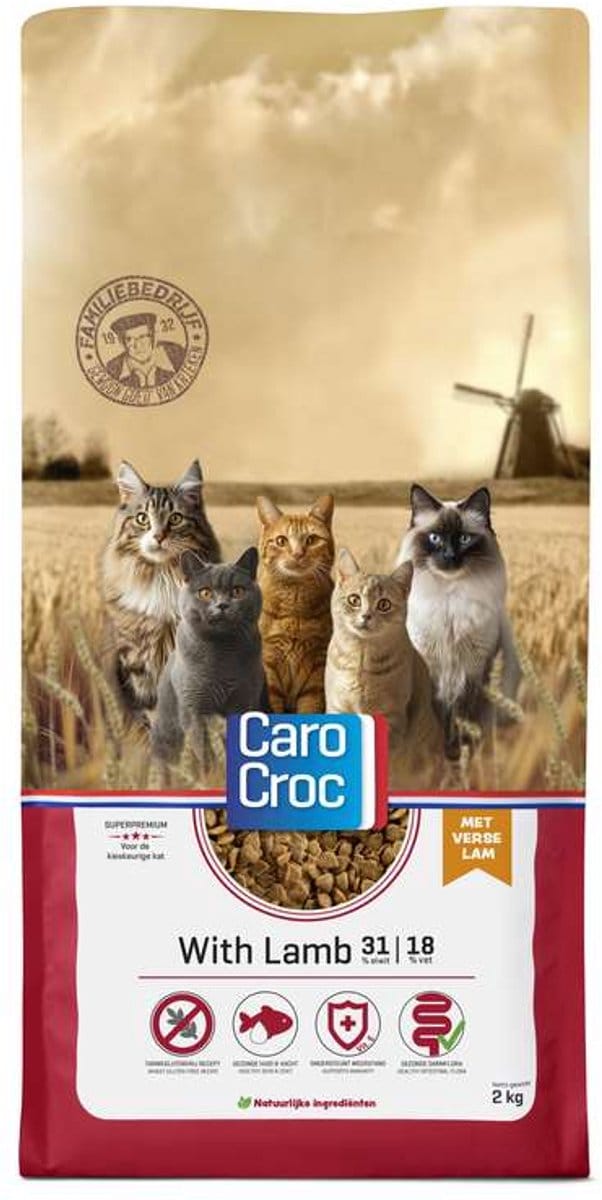CaroCroc kat lam 7 kg met extra Catessy Stick 5 gram
