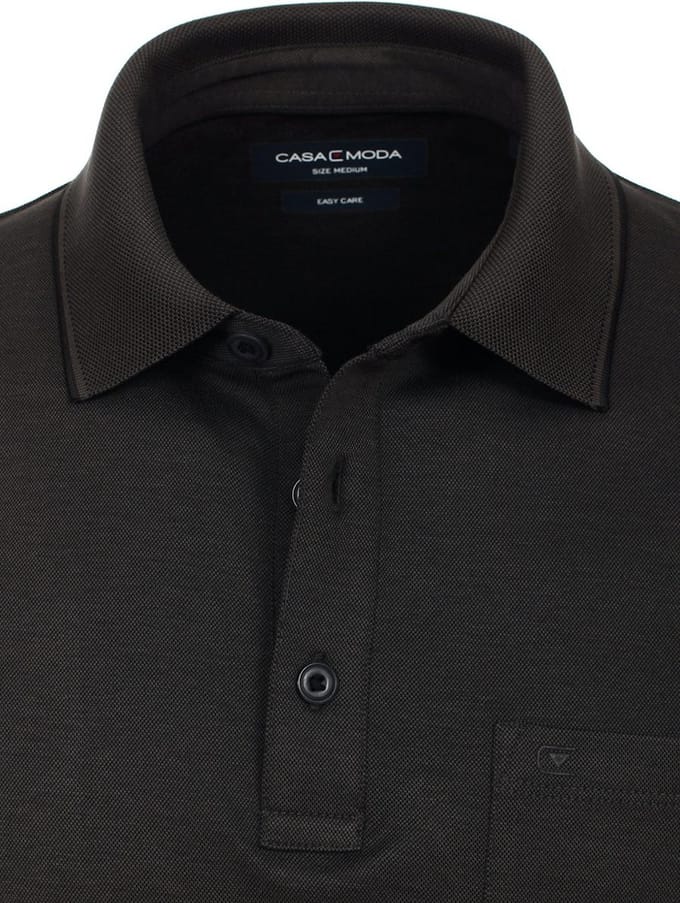 Poloshirt Met Borstzakje 3 Knoops Antraciet Casa Moda - M