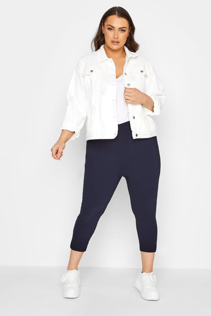 Yours Cropped Bengaline Broek In Donkerblauwsize 48