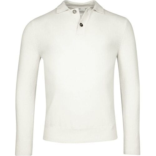 Thomas Maine Trui Superfine Lambswool Placket Buttons Single Knit Vintage Ecru / male