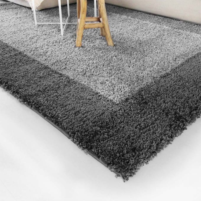Hoogpolig vloerkleed - Trend Frame grijs 300x400