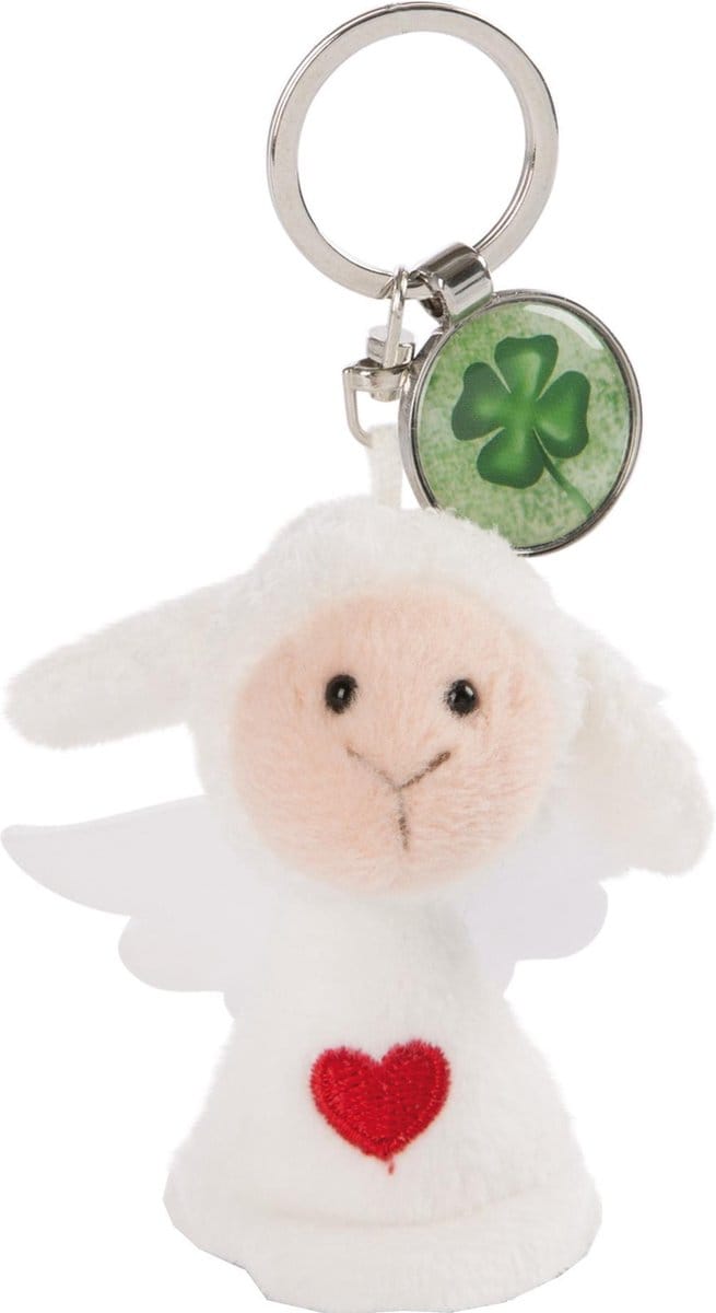 Nici Sleutelhanger Klaverblad Junior 7 Cm Pluche Wit/groen