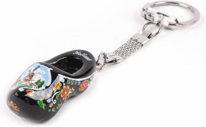 Sleutelhanger Klomp 4cm Holland Enkel Zwart - Souvenir
