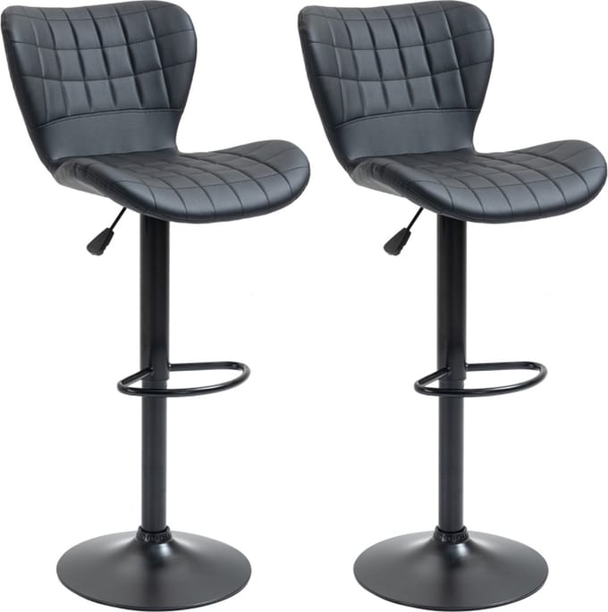 Barkrukken set van 2 - Barkrukken - Stoelen - Zwart - 47 cm x 56 cm x 89-109 cm
