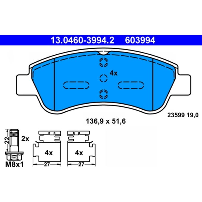 Remblokset ATE 13.0460-3994.2, voor