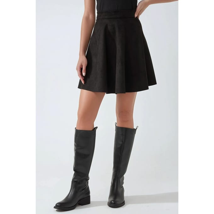 Elegante Hoge Taille Suède Mini Rok