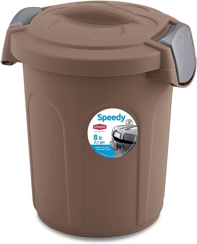 Vuilnisemmer - Afvalbak Prullenbak - Afval Scheiden - Robuust Deksel - 8 liter - Taupe