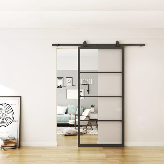 Schuifdeur - Staal - 4 Vlaks - Helder Glas