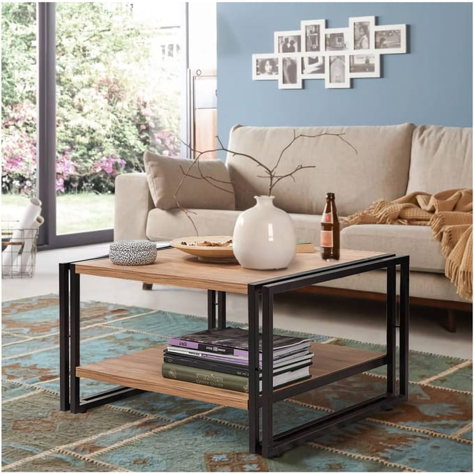 Salontafel Cosmo Vierkant Melamine Atlantic Pine Zwart