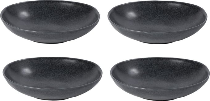 Costa Nova - livia zwart - pastabord - aardewerk - 23 cm rond - set van 4