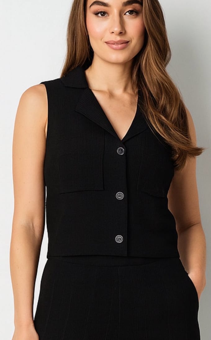 zwarte gilet top- cardigan top voor dames