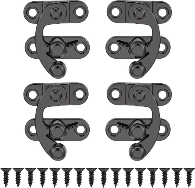 Set van 4 Mini Hasp Sluitingen Zwart voor Kistjes en Sieradendozen