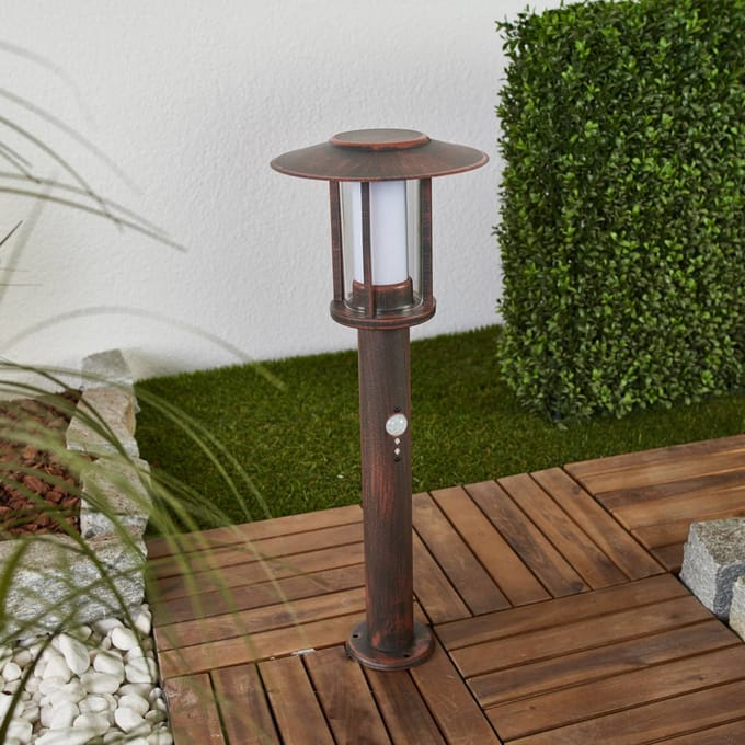 Lindby LED sokkellamp Pavlos, 55 cm, roestkleurig, sensor