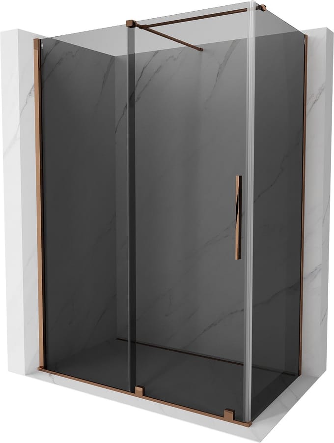 Mexen Velar schuifdouchecabine 130 x 75 , grafiet, roségoud - 871-130-075-41-60