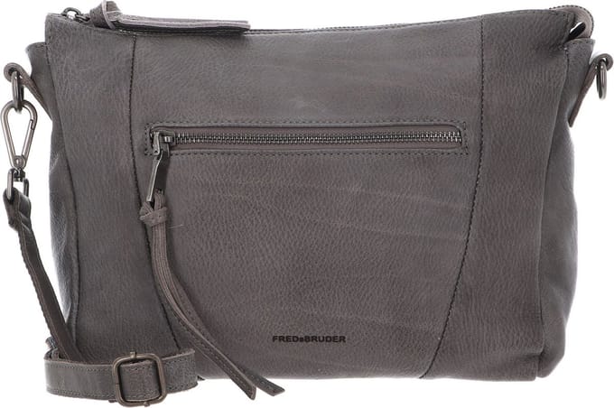 FREDsBRUDER Leren Schoudertas My Old Friend Crossbag Grey Grijs